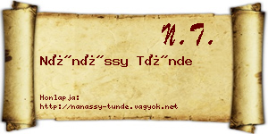 Nánássy Tünde névjegykártya